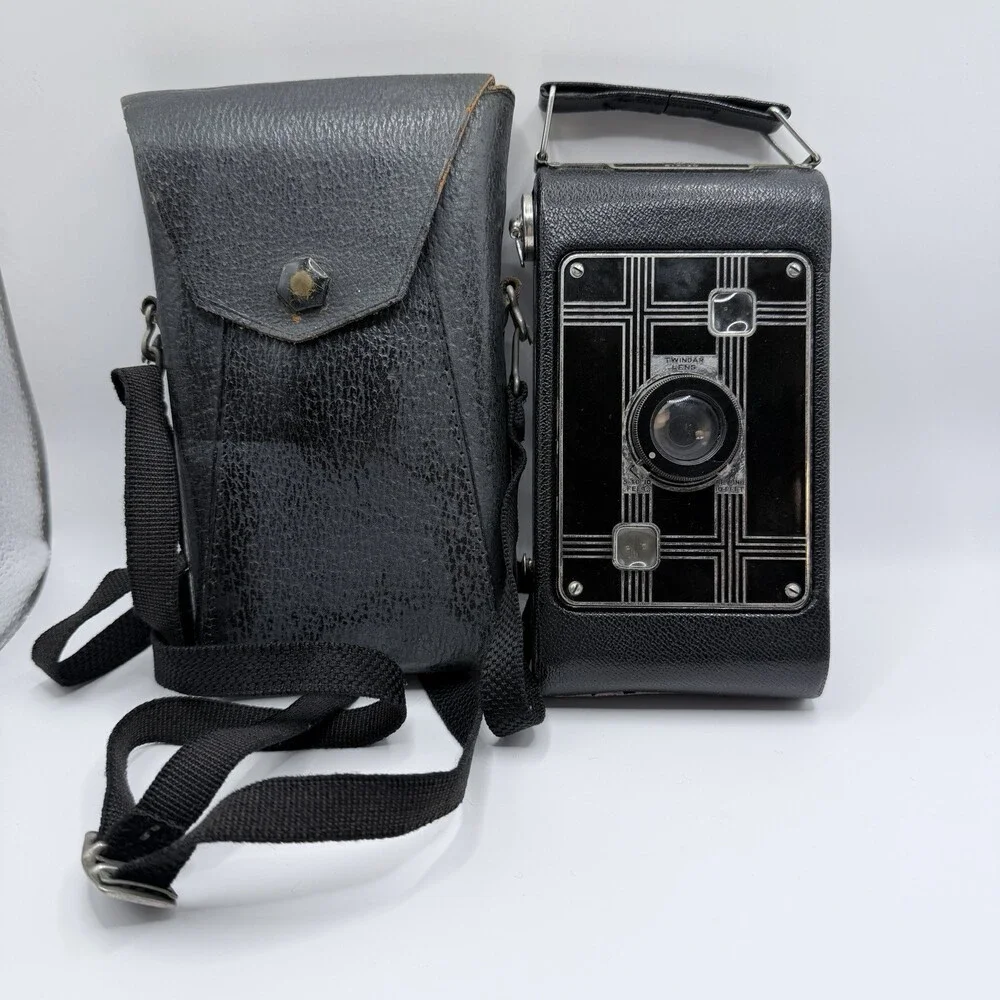 Antique Folding Bellows Camera JIFFY KODAK SIX-20 Clean Clear Glass ART DECO